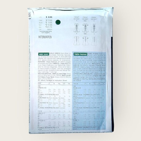 Vintage 1990s Butterick Busybodies Sewing Pattern 4361 Girls Dress Sz 7-10 Uncut - Picture 2 of 2